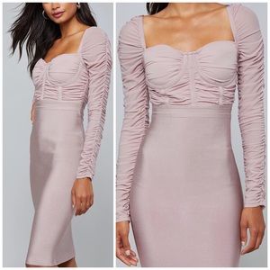 BEBE Mesh Bandage Sepia Rose Dress In XS NEW